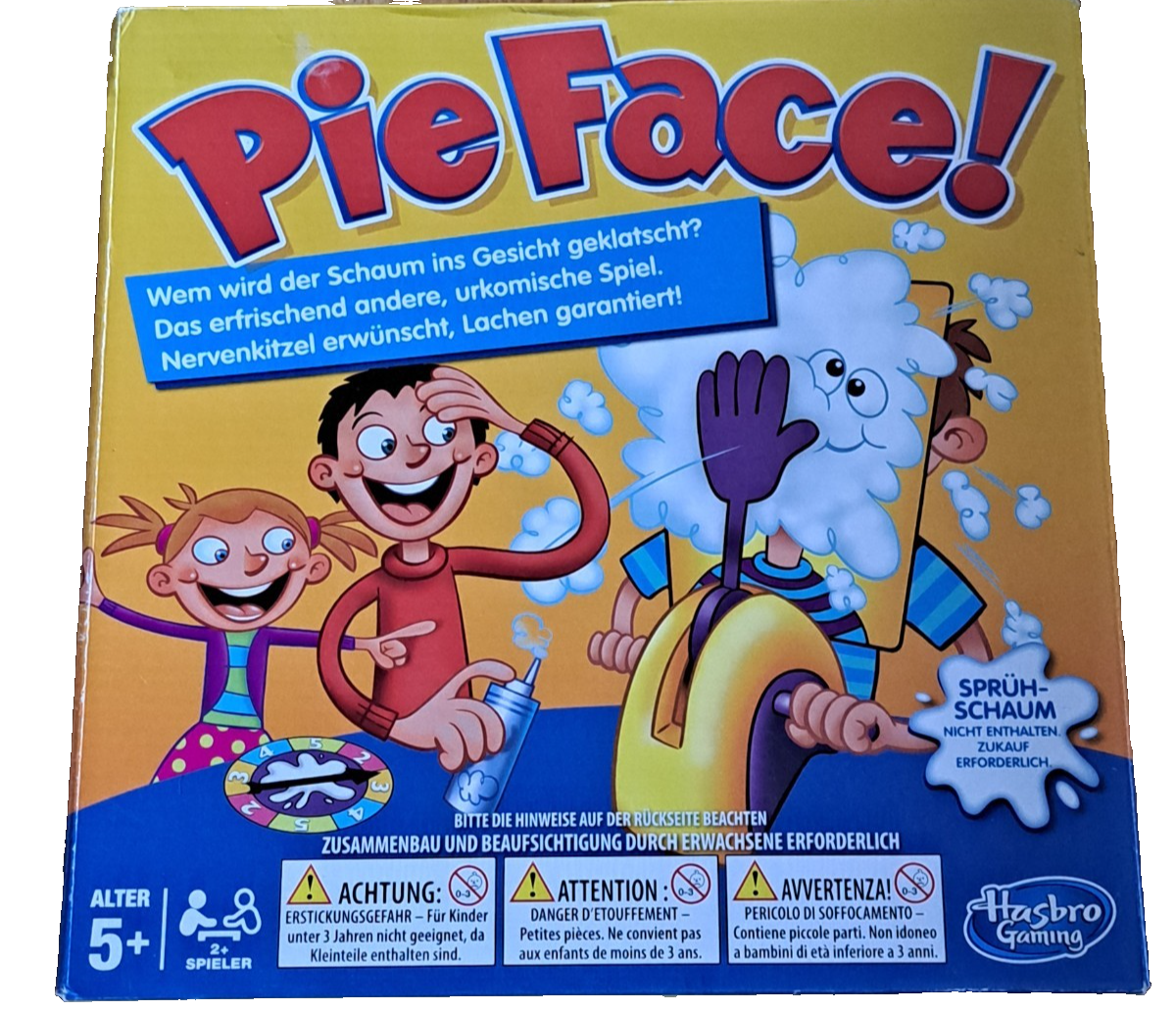Pie Face! Partyspiel Kinderspiel Schaum Sahne Hasbro Gaming 5+ | 2+ Spieler